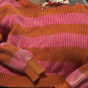 Free people Striped Pink and Orange Women's Sweater